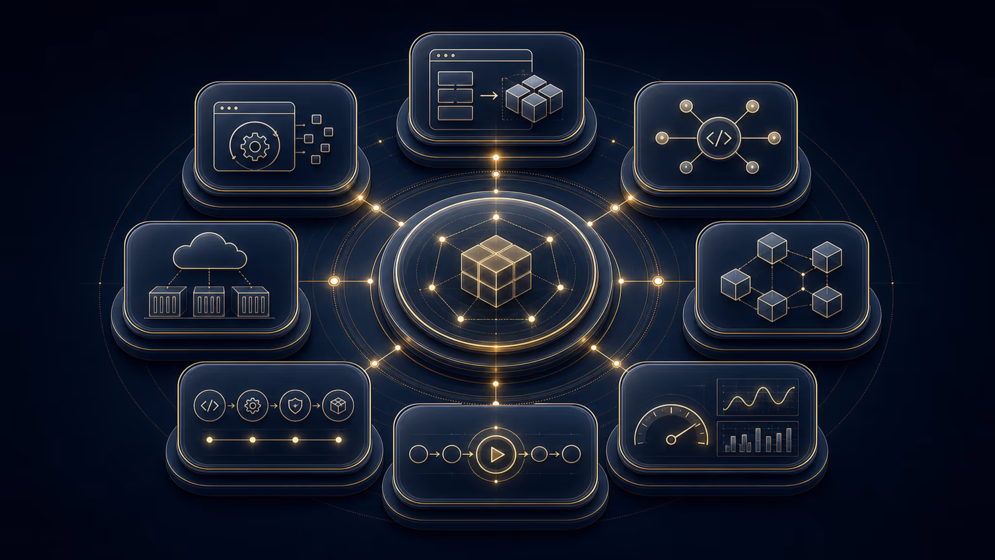 Capability map infographic for the Application Development & Modernization service family